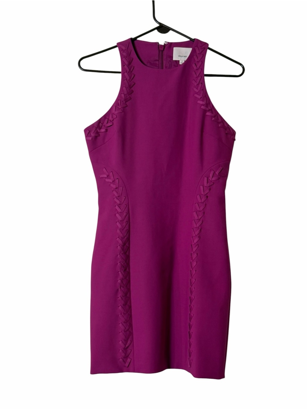 Cinq à Sept Alison Mini Dress Size 6 Pink Sleeveless Braided Trim Cocktail - Picture 5 of 8